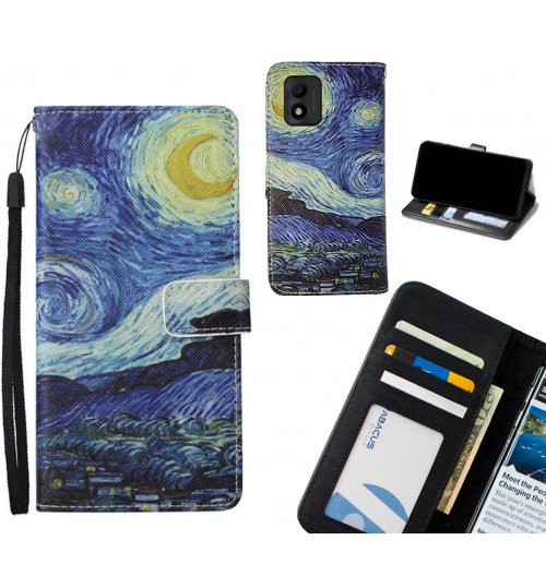 Vodafone P12 case leather wallet case van gogh painting