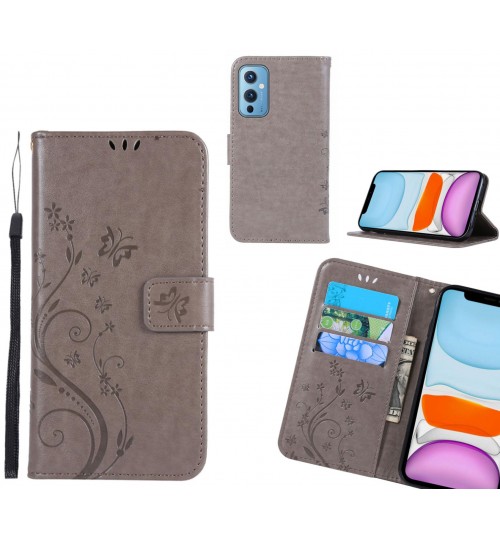 OnePlus 9 Case Embossed Butterfly Wallet Leather Cover