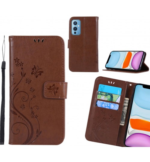 OnePlus 9 Case Embossed Butterfly Wallet Leather Cover