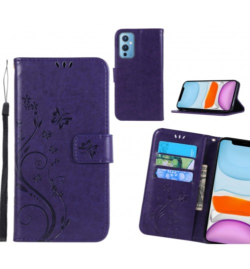 OnePlus 9 Case Embossed Butterfly Wallet Leather Cover