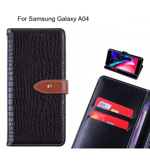 Samsung Galaxy A04 case croco pattern leather wallet case