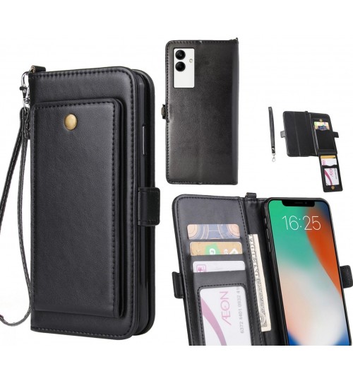 Samsung Galaxy A04 Case Retro Leather Wallet Case - Black