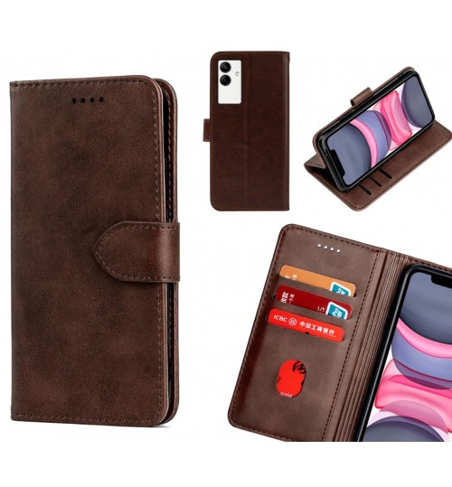 Samsung Galaxy A04 Case Premium Leather Id Wallet Case - Dark Brown