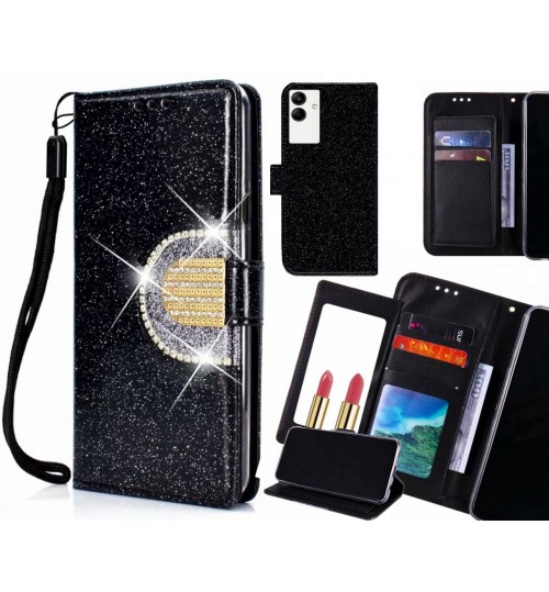 Samsung Galaxy A04 Case Glaring Wallet Leather Case With Mirror - Black