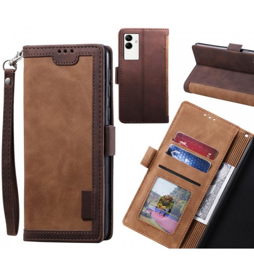 Samsung Galaxy A04 Case Wallet Denim Leather Case Cover - Brown