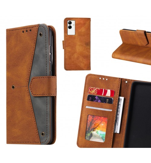 Samsung Galaxy A04 Case Wallet Denim Leather Case Cover - Brown