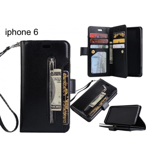iphone 6 case 10 cardS slots wallet leather case with zip