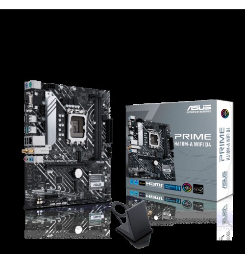 ASUS PRIME H610M-A WIFI D4 INTEL H610 LGA1700 MIC-ATX MOTHERBOARD WITH DDR4 PCIE 4.0 DUAL M.2 SLOTS INTEL 1 GB ETHERNET WIFI 5 DISPLAYPORT