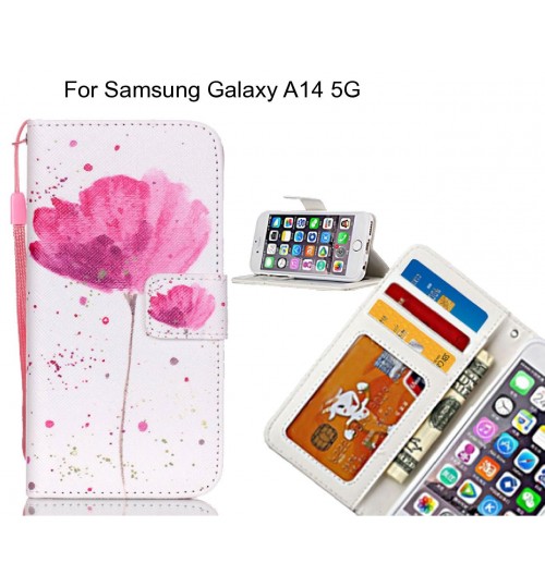 Samsung Galaxy A14 5G case 3 card leather wallet case printed ID