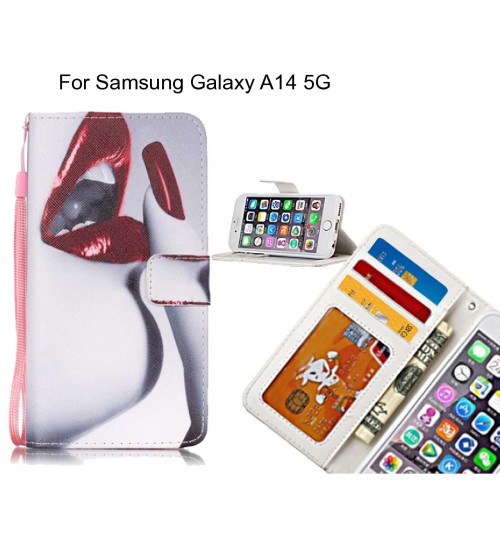 Samsung Galaxy A14 5G case 3 card leather wallet case printed ID