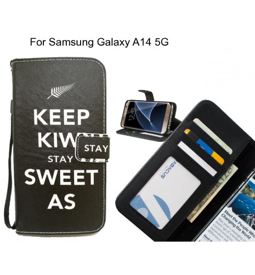 Samsung Galaxy A14 5G case 3 card leather wallet case printed ID