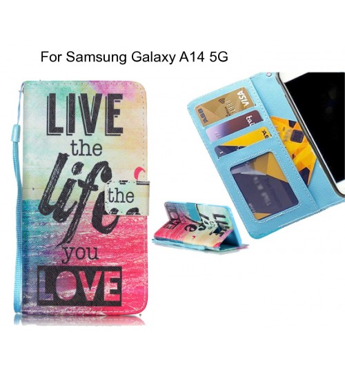 Samsung Galaxy A14 5G case 3 card leather wallet case printed ID