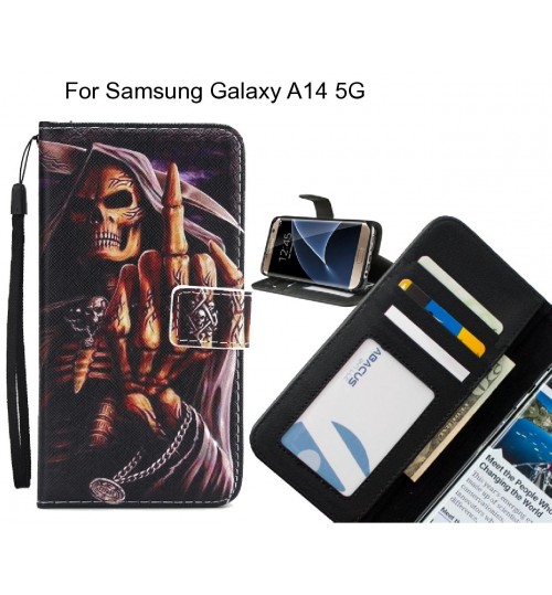 Samsung Galaxy A14 5G case 3 card leather wallet case printed ID