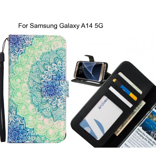 Samsung Galaxy A14 5G case 3 card leather wallet case printed ID