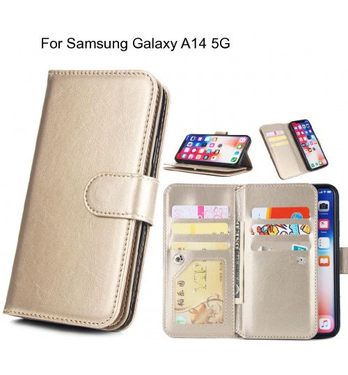 Samsung Galaxy A14 5G Case triple wallet leather case 9 card slots