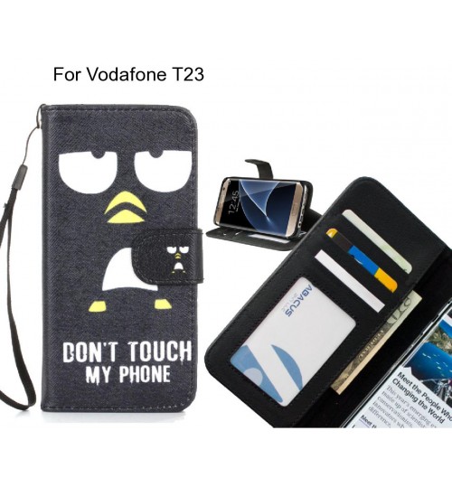 Vodafone T23 case 3 card leather wallet case printed ID