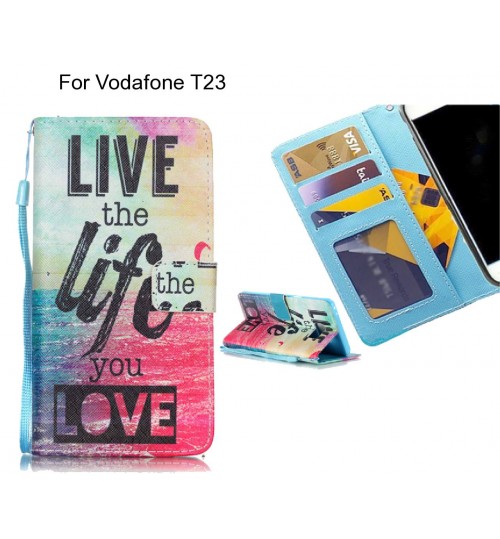 Vodafone T23 case 3 card leather wallet case printed ID