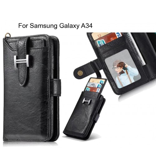 Samsung Galaxy A34 Case Retro leather case multi cards cash pocket