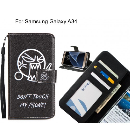 Samsung Galaxy A34 case 3 card leather wallet case printed ID