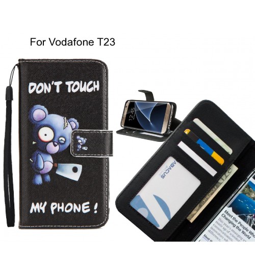 Vodafone T23 case 3 card leather wallet case printed ID