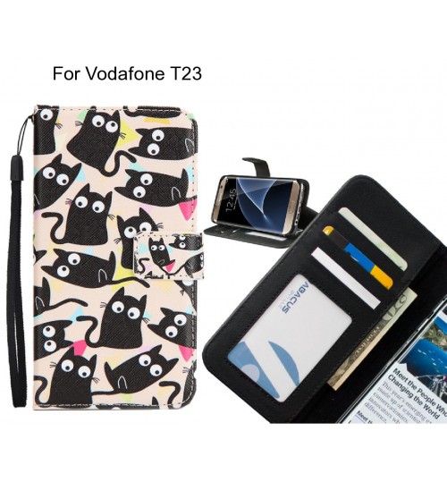 Vodafone T23 case 3 card leather wallet case printed ID