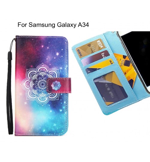 Samsung Galaxy A34 case 3 card leather wallet case printed ID