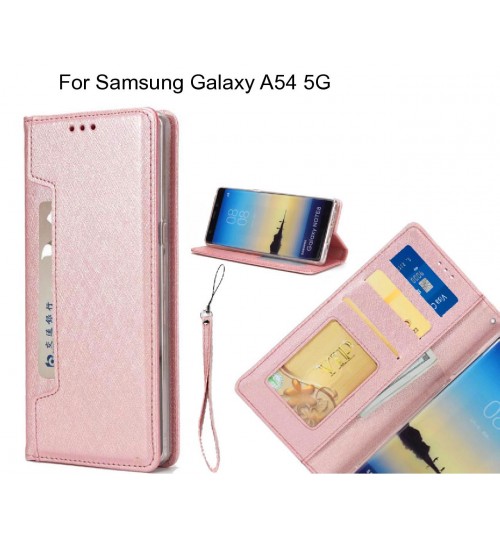 Samsung Galaxy A54 5g Case Silk Texture Leather Wallet Case - Rose Gold