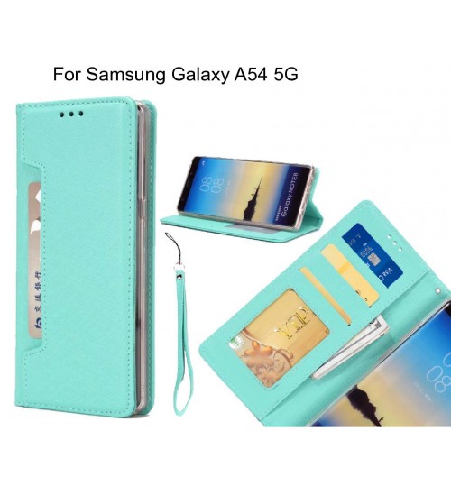 Samsung Galaxy A54 5g Case Silk Texture Leather Wallet Case - Green