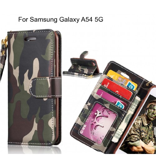 Samsung Galaxy A54 5g Case Camouflage Leather Wallet Case Cover - Green