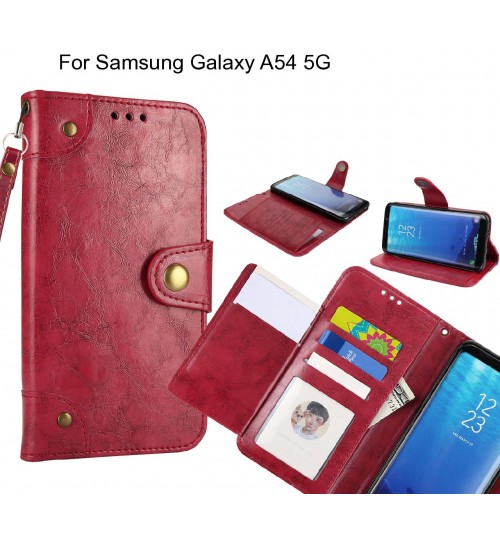 Samsung Galaxy A54 5g  Case Executive Multi Card Wallet Leather Case - Red