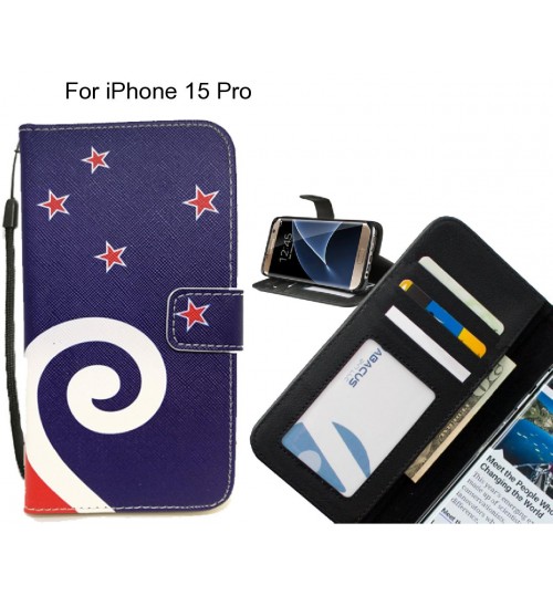 iPhone 15 Pro case 3 card leather wallet case printed ID