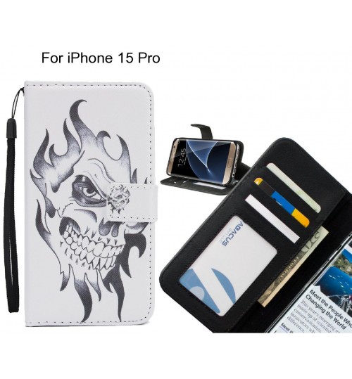 iPhone 15 Pro case 3 card leather wallet case printed ID