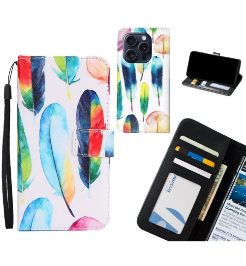 iPhone 15 Pro case 3 card leather wallet case printed ID