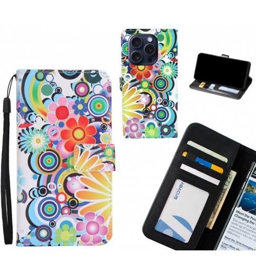 iPhone 15 Pro case 3 card leather wallet case printed ID