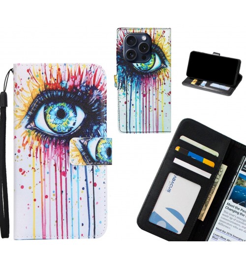 iPhone 15 Pro case 3 card leather wallet case printed ID