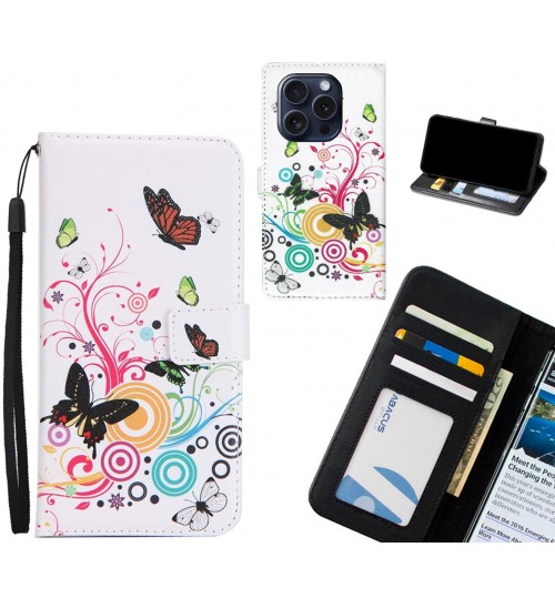 iPhone 15 Pro case 3 card leather wallet case printed ID