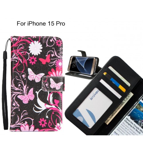 iPhone 15 Pro case 3 card leather wallet case printed ID