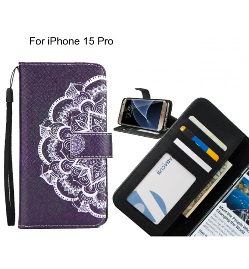 iPhone 15 Pro case 3 card leather wallet case printed ID