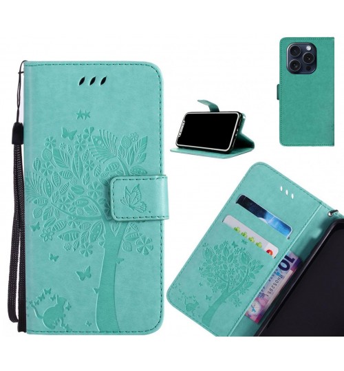 iPhone 15 Pro case leather wallet case embossed pattern