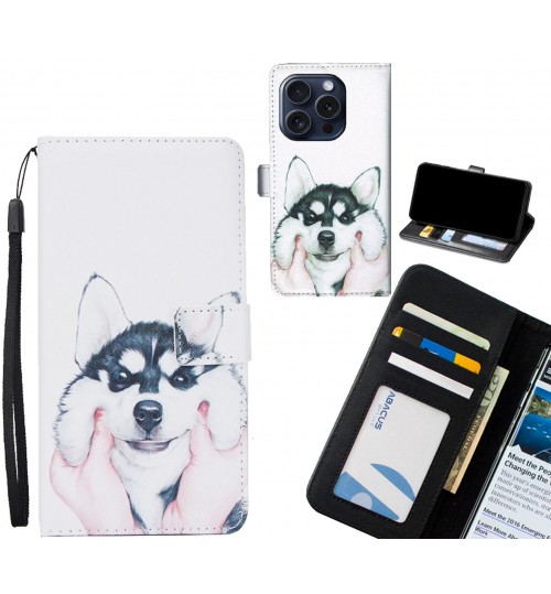 iPhone 15 Pro case 3 card leather wallet case printed ID