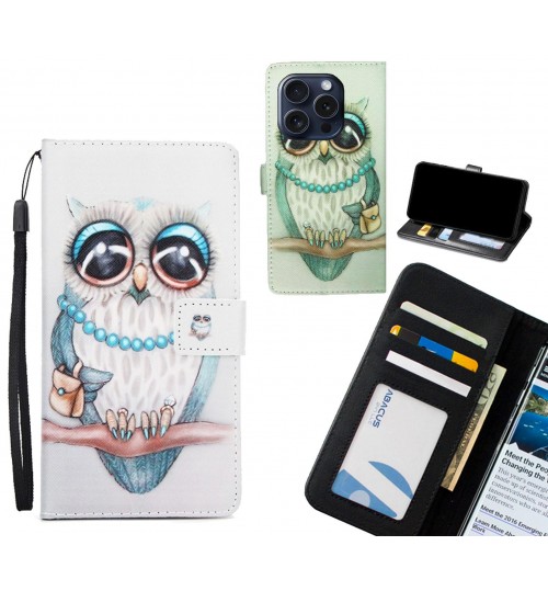 iPhone 15 Pro case 3 card leather wallet case printed ID