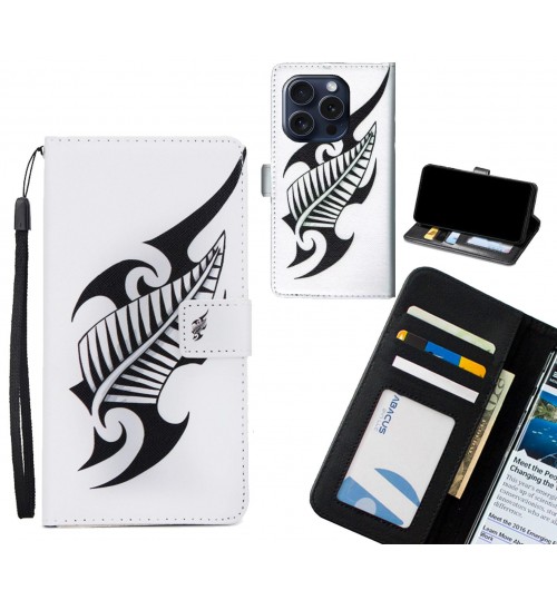 iPhone 15 Pro case 3 card leather wallet case printed ID