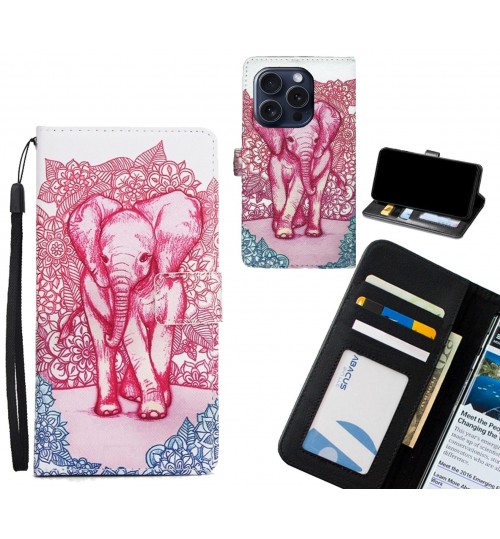 iPhone 15 Pro case 3 card leather wallet case printed ID