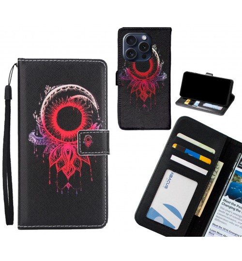 iPhone 15 Pro case 3 card leather wallet case printed ID