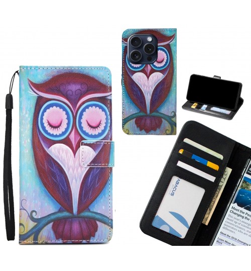 iPhone 15 Pro case 3 card leather wallet case printed ID