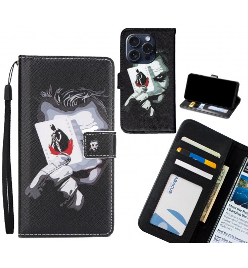 iPhone 15 Pro case 3 card leather wallet case printed ID