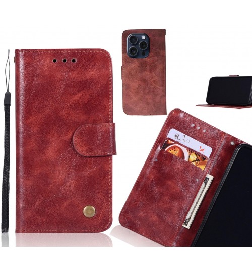 iPhone 15 Pro Case Vintage Fine Leather Wallet Case