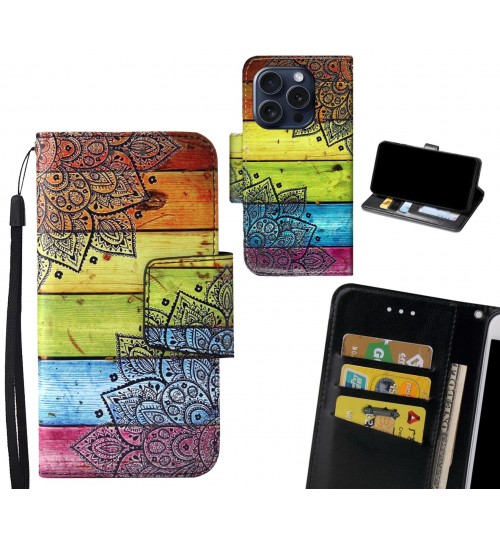 iPhone 15 Pro Case wallet fine leather case printed