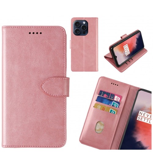 iPhone 15 Pro Case Premium Leather ID Wallet Case