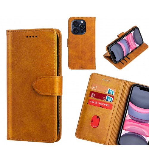 iPhone 15 Pro Case Premium Leather ID Wallet Case